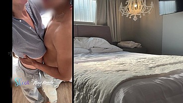 Wife alone with a young friend in the flat while cuckold husband works
