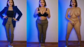 You Salivate Over Hot Office Mate's Seductive Strip Tease & Bump-N-Hump Position, Revealing Prime Assets