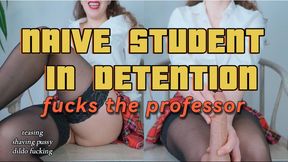 Student in detention shaves pussy and fucks the professor
