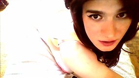 Sissy`s Naughty Exploration of Femininity: Lacy Lingerie & Fishnet Stockings