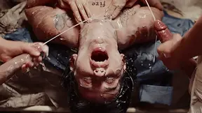 Shemale's Insatiable Sex Drive Leads to Hot Futanari Brunette Bukkake Orgy