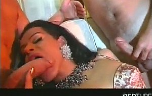 Retro foursome with an amazing tranny doll