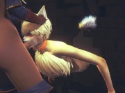 Furry Yaoi Hentai Young Fox suck two futanari dick until they cum in his mouth