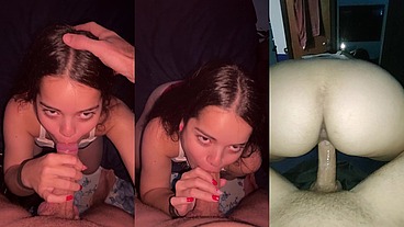 Lunah Blanc deepthroats Ragnar Blanc’s big cock in POV with red panties and reverse cowgirl