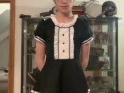 Pretty Teen Maid Boy Jerks off and Cums in Panties