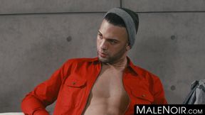 MaleNoir.com - Hardcore anal threesome with black stud fucking latin jock hard and ro