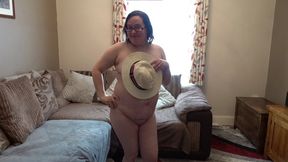 Summer wife stripping down to nothing but a straw hat