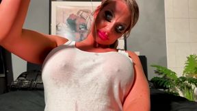 Bimbo Stepmommy Shows of Her Oiled Boobs and Pussy