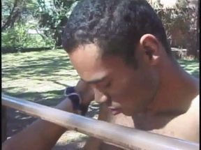 Shemale fucked by latino in forest