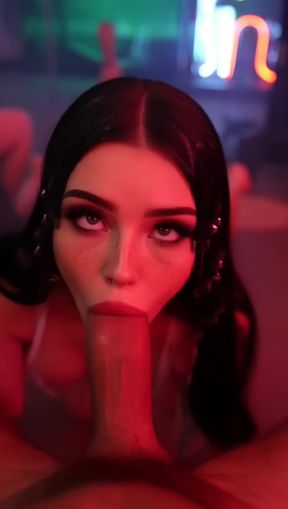 ahegao, sucking cock, inger goth with large natural, video created by AI