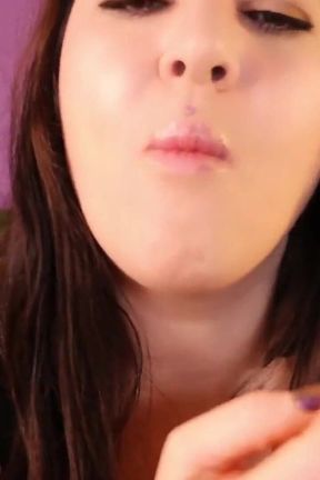 Giant Woman Eats Blueberry