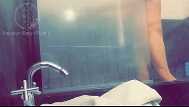 Pale white skin redhead flatmate caught pissing in the shower