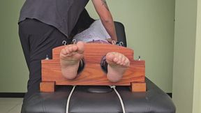 Our new model Akira gets the tickle treatment in stocks (feet camera)