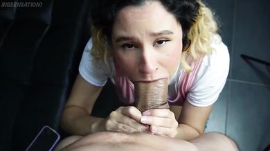 POV Deepthroat Ends in Monster Cock Facial Cumshot with Dirty Spanish Moans