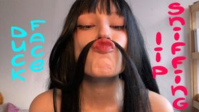 Puckered lips & hair smelling