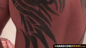 Inked bear Cooper Hill ass drilled by pierced gay after BJ deeply