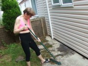 Cleaning My Garden In A Sexy Costume...Gstring And Bra...Look At Me!?...