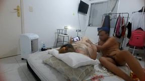 vivi guedez - getting all sticky while her partner approached, going down on her pussy.