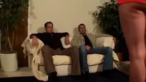 Sexy brunette takes on two huge cocks