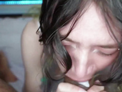 Pale Slim T-girl Doll Makes her Man Cum With her Mouth