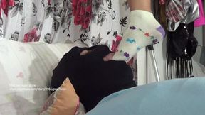 BIANC DEMARCHI FOOT DOMIANTING MALE SLAVE AND FOOT AND TOES SUCKING