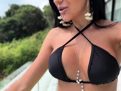 Blonde babe Kagney Karter horny solo masturbation outdoors