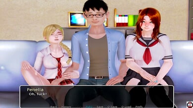 Red-haired anime girl Anastasia gets facial from teacher Alex in school fantasy