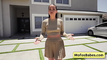 Sexy hot brunette girl sucking huge fat dick and slide it deep in her shaved pussy - Angelina Moon, Logan Xander