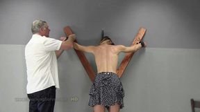 Candy punishing bare back flogging