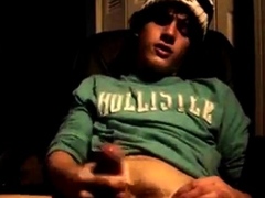 Cute frat boy jerking off and shooting his load on cam