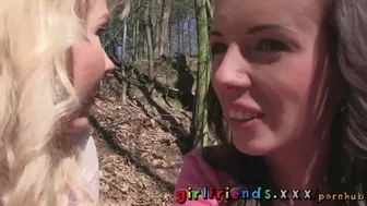 Yoga Pants Girlfriends Sneak Off for Passionate Lesbian Encounter in the Woods