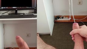 Huge thick cumshot moaning loudly while watching my own porn video on my pc!