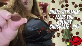 Busty Step-Mom Feeds You Holiday Chocolate - POV - CurvyRedhead - MP4 1920x1080