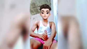Nineteen-year-old twink strokes his big white cock solo