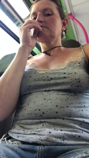 Bus Wanker! Going commando in short shorts sure does make it easy to rub my pussy and then sniff and suck my smelly&hellip;   Clip 1