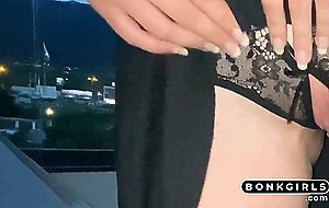 Big Tip Leads to a Wild Rooftop Cafe Fuck with a Busty Waitress