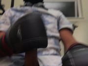 Jerking Off wearing Boxing Gloves at the gym ** Cumshot **