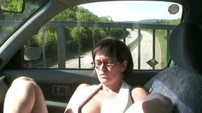 German Girly fucks herself at the Autobahn