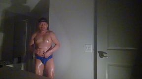 Bastian Kross in Speedos, oiled up and jerking off!