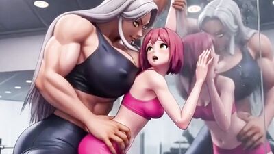 Watch this cartoon sex video of a big-titted gym trainer dominating and fucking her client hard with futanari