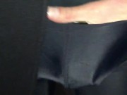 Walking with HUGE BULGE in Public in Tight SPANDEX Shorts