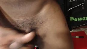 Ebony Muscle Guy Strokes His Cock