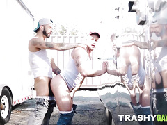 Handsome truck driver Bryce Hart enjoys a steamy hot oral sex with his partner