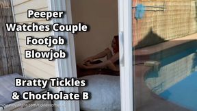Peeper FJ BJ - Bratty Tickles Is it A Candid Voyeur Blowjob And Footjob Or Is It She An Exhibitionist Cock Sucking Foot Slut