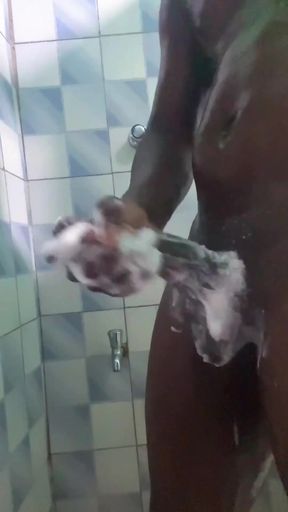 20y BBC Nasty Jerking off in His Shower Cleaning up His Cock