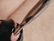 Inserting steel plug into urethra hole