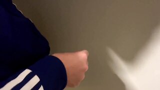 A straight guy got caught jerking his cock in the public toilet
