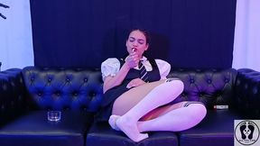 ana spears enjoy smoking after class in uniform and braids