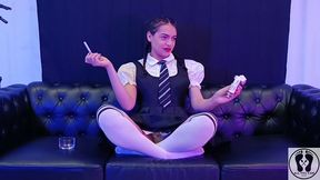 ana spears enjoy smoking after class in uniform and braids