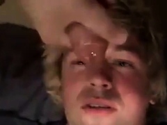 Fucking the twink's mouth and cumming on his face